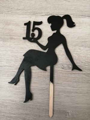 Топпер в торт Девушка с цифрой 15